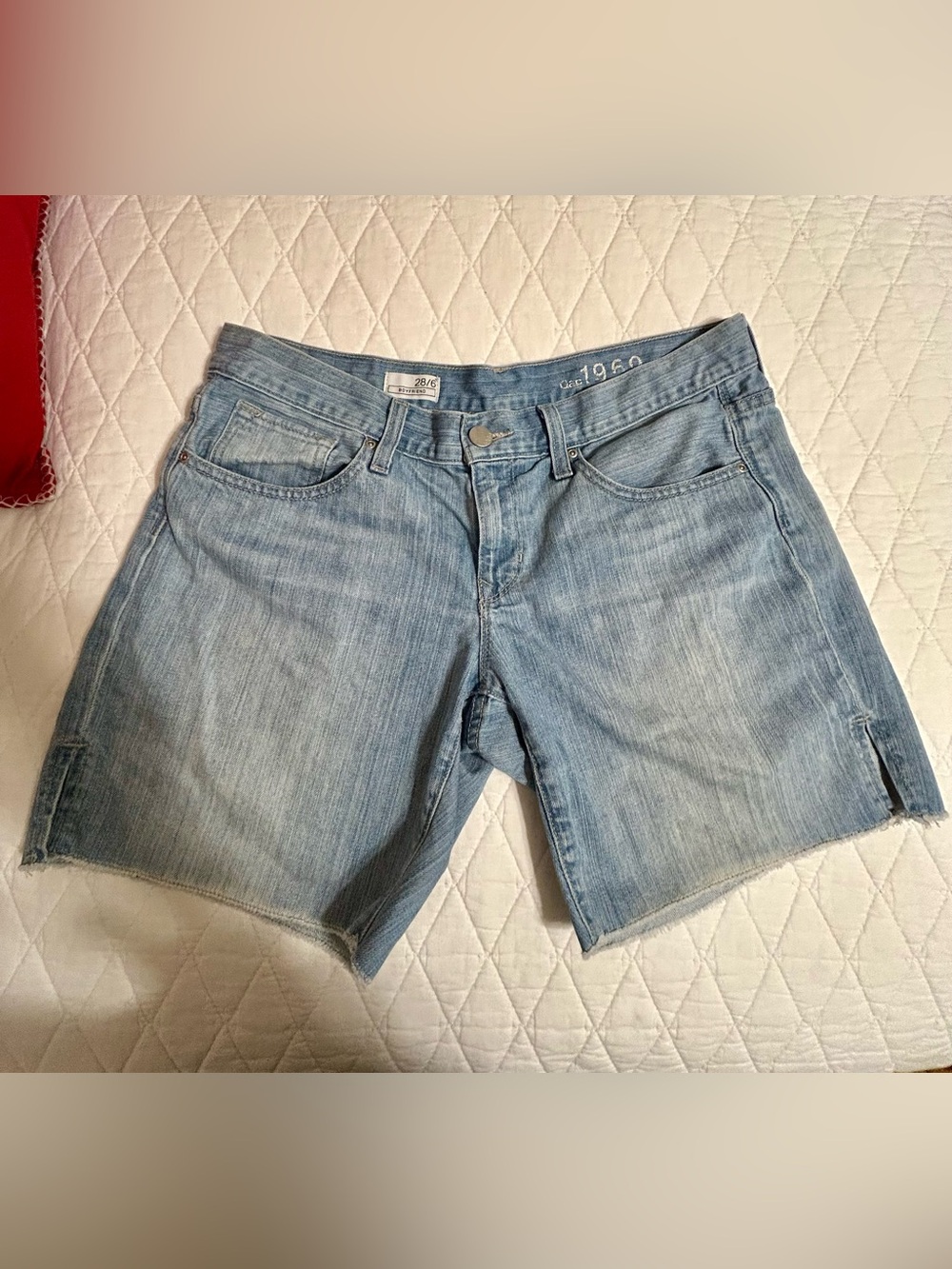 GAP Boyfriend Light Wash Denim Cutoff Shorts
